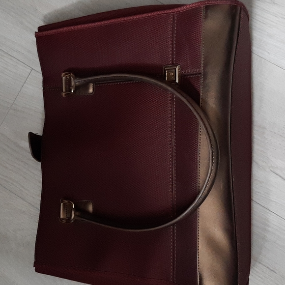 Large diane von frustenburg leather and fabric tote